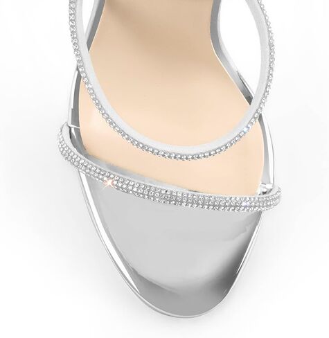 richealnini Rhinestone Stiletto Heels Sandals for Women Crystal Straps Buckle Up Party Dress in Saudi Arabia
