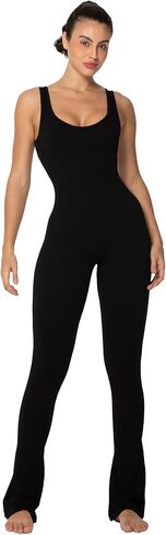 Sunzel Womens Sleeveless Bodysuits Seamless Ribbed Jumpsuit with Butt Scrunch Flare Leggings Built-in Pad and Square Neck in Kuwait