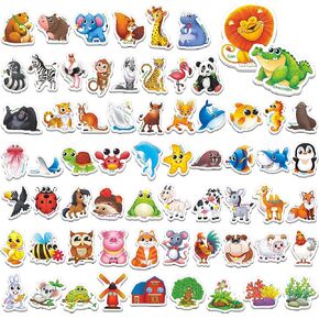 SpriteGru 60 PCS Cartoon Animals Zoo Magnets for Toddlers Kids, Perfect Preschool Learning