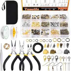 Tanstic 951Pcs Jewelry Making Supplies Kit, Jewelry Making Kit with Jewelry Making Tools, Jewelry Pliers, Jewelry Wires, Jewelry Jump Rings Findings and Storage Bag for Jewelry Repair and Beading in Kuwait