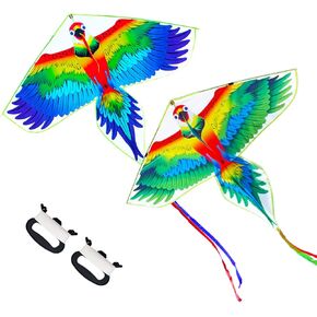 طائرة ببغاء كايدينك مقاس 57 بوصة مع ذيول طويلة سهلة الطيران مع خطوط طيران للأطفال والكبار
