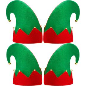 SATINIOR 4 Packs Christmas Elf Hat Felt Elf Costume Hat with Jingle Bells Xmas Santa's Helpers Elf hat Christmas Party Hats Accessories in Saudi Arabia