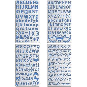 BENECREAT 4PCS 4x7 Inch Metal Engraving Stencils Letter Number Metal Stencils for Wood Carving, Drawings and Woodburning, Engraving and Scrapbooking Project