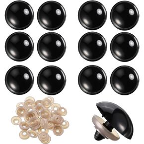 100 Pieces Large Safety Eyes for Amigurumi Stuffed Glitter Animal Eyes Plastic Craft Crochet Eyes for DIY of Puppet Bear Crafts Toy Doll Making Supplies (Black,20mm)