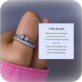 Your Always Charm To My Daughter Ring Highs and Lows Rings for Women Double Wave Rings Inspirational Rings for Daughter from Mom in Saudi Arabia
