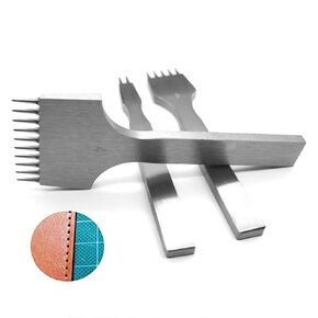 Leather Prong Punch Tool,Polished Round Hole Punch, with 2/5/10 Prongs Carbon Steel Sewing Awl Punch Tools Set (3.0mm(2/5/10Prongs))
