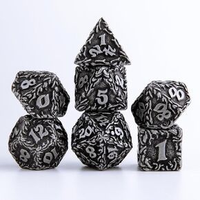 Metal Dice Set for Dungeons and Dragons Vortex Design D&D Dice Handmade Polyhedral Dice RPG D and D Role Playing Games Dice D20 D12 D10 D8 D6 D4