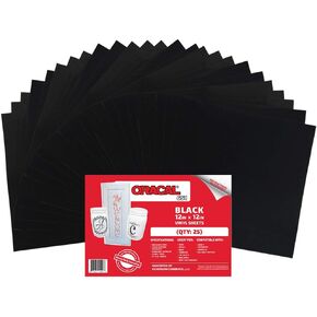 (50) ورقة مقاس 30.48 سم × 30.48 سم - فينيل لاصق أسود Oracal 651 من أجل Cricut، والصورة الظلية، والنقش، وقواطع الحرف اليدوية، والطابعات، والشارات - لمسة نهائية لامعة - خارجية ودائمة in Kuwait