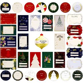 300 PCS Christmas Gift Tags, 50 Unique Designs Adorable Self Adhesive Xmas Gift Labels, Vibrant Holiday Festival Name Tag Stickers Merry Christmas Decoration for Kids, Gift Wrapping (12 Sheets) in Saudi Arabia