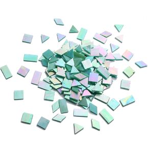200 Pieces Bulk Iridescent Mosaic Glass Tiles, 4 Shapes Mixed Stained Glass Tile Pieces for Mosaic Craft,Translucent Orange