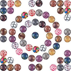 Aipridy 200 Pieces 12mm Mosaic Printed Glass Dome Cabochons Mixed Color Flower Pattern Half Round Crafts Mosaic Tiles for Photo Pendant Jewelry Making (12mm, Beast skin lines)