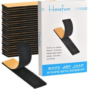 24 Sets 1x4in Hook and Loop Strips with Adhesive,Double Sided Reclosable Strong Back Self Adhesive Tape Sticky DIY Heavy Duty Mounting for Home Classroom or Office - Black