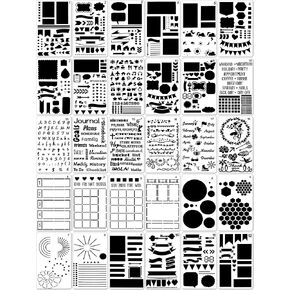 Tenare 30 Pcs Journal Stencils Planner Stencils Plastic Productivity Dot Journal Stencils DIY Drawing Templates Set for Journal Notebook Scrapbook Cards School Supplies, 4 x 7 Inch (Stylish Style) in Saudi Arabia