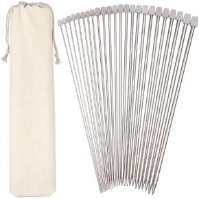 H&S Knitting Needles Set for Beginners Knitting Accessories - 11 Pairs of Stainless Steel Knitting Needles with Firm Grip Handle - Single Pointed Needle Set with Pouch for Easy Storage in Saudi Arabia