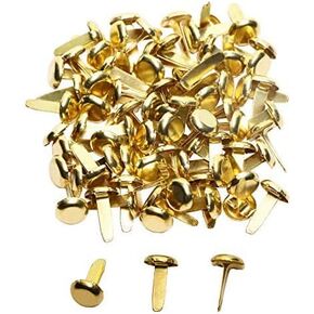 100pcs Mini Brads Gold Paper Fasteners, Round Brass Metal Brads for Art Making, Kids Craft Art Handmade School Projects Brass Fasteners Decorative Paper Decor Scrapbooking DIY Supplies 8x15mm in Kuwait
