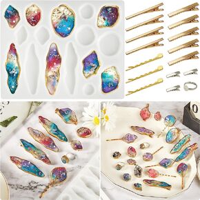 قوالب راتنج للمجوهرات من بيس سيركل مصنوعة من السيليكون لصب الراتنج، قوالب سيليكون لصب مشابك الشعر، دبابيس، قلادات المجوهرات، مشابك الشعر التي تصنعها بنفسك، قوالب الراتنج مع 16 مشبك شعر in Kuwait