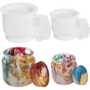 بيسسيركل 2 مجموعة قوالب جرة الراتنج، قوالب سيليكون جرة للراتنج مع غطاء، قوالب صب راتنجات الايبوكسي لزجاجة تخزين DIY، حاوية الحلوى، حامل الشموع، ديكور المنزل حرفة صب راتنجات الايبوكسي in Kuwait