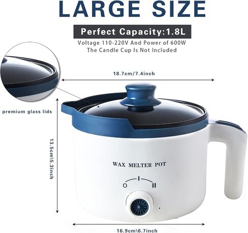 Ksedcon Candle Melting Pot, 1.8L Wax Melter for Candle Making with Rotary Switch, Electric Non-Stick Small Candle Making Pouring Pot, Wax Melting Tool with Heat-Resistant in Saudi Arabia