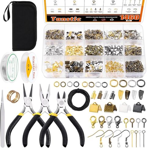 Tanstic 951Pcs Jewelry Making Supplies Kit, Jewelry Making Kit with Jewelry Making Tools, Jewelry Pliers, Jewelry Wires, Jewelry Jump Rings Findings and Storage Bag for Jewelry Repair and Beading in Kuwait