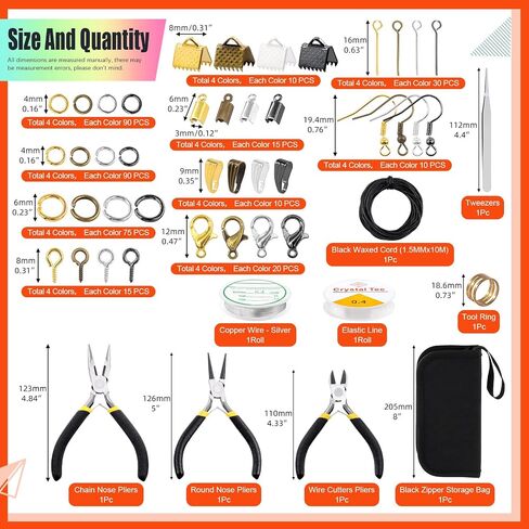 Tanstic 951Pcs Jewelry Making Supplies Kit, Jewelry Making Kit with Jewelry Making Tools, Jewelry Pliers, Jewelry Wires, Jewelry Jump Rings Findings and Storage Bag for Jewelry Repair and Beading in Kuwait