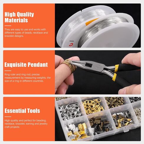 Tanstic 951Pcs Jewelry Making Supplies Kit, Jewelry Making Kit with Jewelry Making Tools, Jewelry Pliers, Jewelry Wires, Jewelry Jump Rings Findings and Storage Bag for Jewelry Repair and Beading in Kuwait