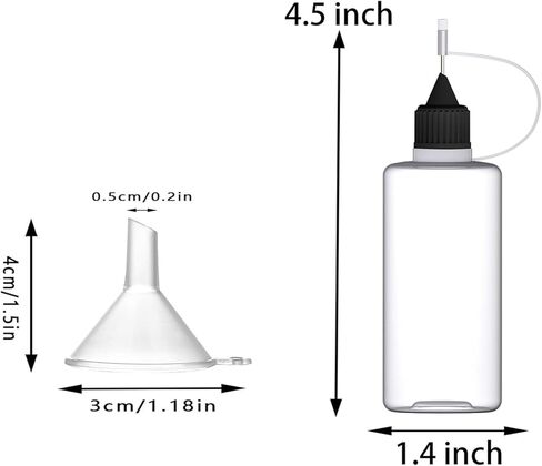 6 قطع من زجاجات صمغ برأس 2 اونصة مع قمعين صغيرين للصمغ والسوائل وحبر الكحول وطلاء الاكريليك وغطاء متعدد الالوان in Kuwait