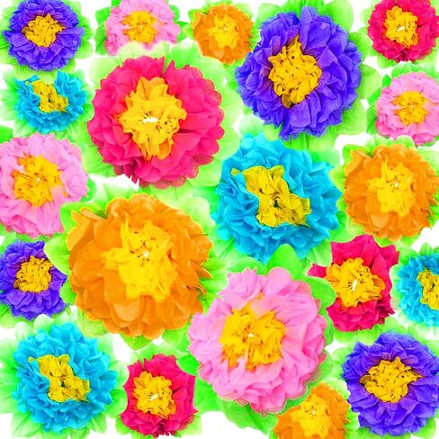 20 قطعة من الزهور الورقية بنمط فييستا، زهور ورقية ملونة لتزيين الحفلات ذات الطابع الخاص والكرنفالات والحرف اليدوية وخلفية الزفاف وحفلات اعياد الميلاد in Kuwait