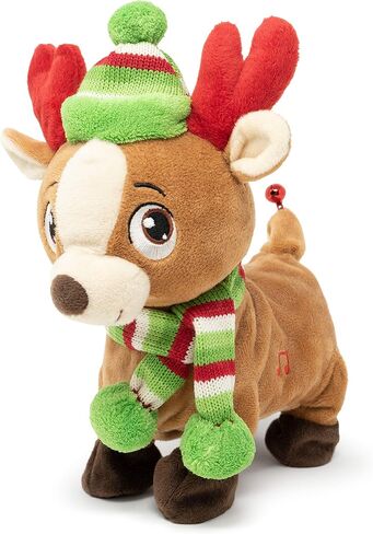 Cuddle Barn | Tooty Rudy 10" Reindeer Animated Stuffed Animal Plush Toy for Christmas | Xmas Reindeer Walks, Shakes Tail, and Makes Farting Sounds | Plays We Wish You a Smelly Christmas in Saudi Arabia