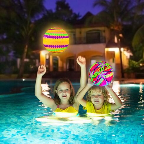 6 Pcs Glow in The Dark Balls 9 Inch 10 Inch Light up Ball Mixed Large Inflatable LED Beach Ball Pool Bright Ball with Pump for Kids Bouncy Kick Balls for Outdoor Indoor Game Beach Playground in Saudi Arabia