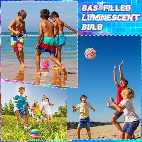 6 Pcs Glow in The Dark Balls 9 Inch 10 Inch Light up Ball Mixed Large Inflatable LED Beach Ball Pool Bright Ball with Pump for Kids Bouncy Kick Balls for Outdoor Indoor Game Beach Playground in Saudi Arabia