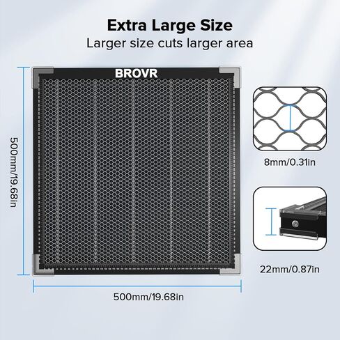 BROVR Honeycomb Laser Bed 500mm x 500mm, Laser Bed for Laser Engraver and CO2 Laser Cutter, Honeycomb Working Panel with Aluminum Plate for Fast Heat Dissipation,Smooth Edge Cut in Kuwait