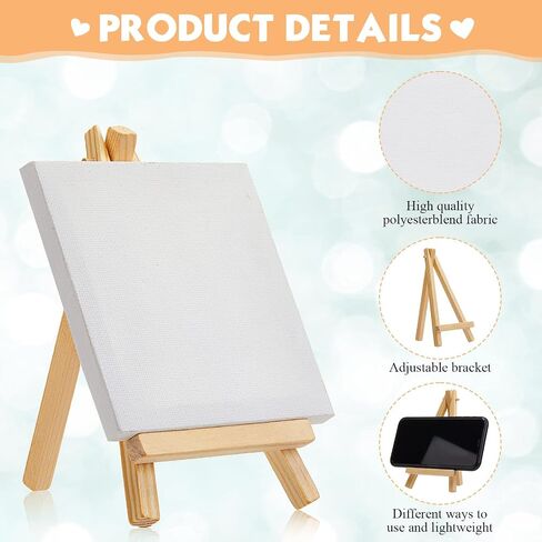 Mimorou 128pcs/64 Pack Mini Canvas with Easel for Painting Wood, 3 x 3 Inch in Kuwait