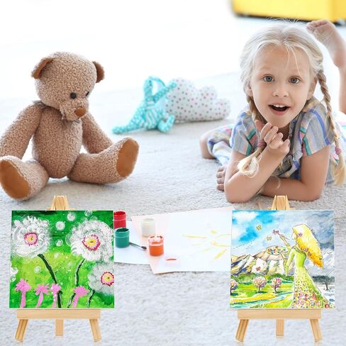 Mimorou 128pcs/64 Pack Mini Canvas with Easel for Painting Wood, 3 x 3 Inch in Kuwait