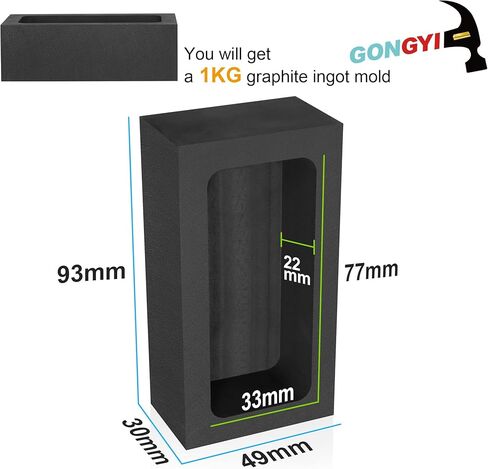GONGYI (#2-1KG-55ML) High Purity Graphite Ingot Mold Gold-Silver-Aluminum-Copper-Brass-Zinc-Lead Alloy Metal Casting Mould in Kuwait