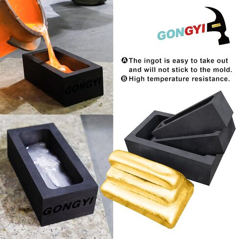 GONGYI (#2-1KG-55ML) High Purity Graphite Ingot Mold Gold-Silver-Aluminum-Copper-Brass-Zinc-Lead Alloy Metal Casting Mould in Kuwait