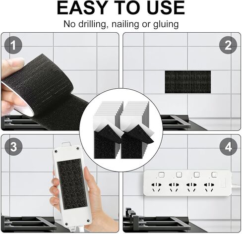 24 حزمة من شريط الخطاف والحلقة - شريط مزدوج الجوانب 1 × 4 بوصة، شريط قوي شديد التحمل، شرائط لاصقة على الحائط مع شريط تثبيت قوي للمكتب المنزلي والمدرسة in Kuwait