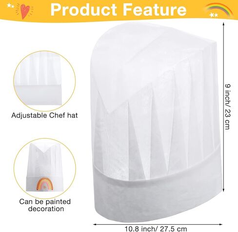 JaGely 60 Pcs Kids Apron and Chef Hat Set with 30 Children Aprons 30 White Chef Hats Kids Chef Costume Non Woven Fabric Girls Boys Child Apron for Baking Cooking Painting Crafting in Saudi Arabia