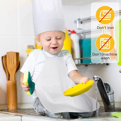 JaGely 60 Pcs Kids Apron and Chef Hat Set with 30 Children Aprons 30 White Chef Hats Kids Chef Costume Non Woven Fabric Girls Boys Child Apron for Baking Cooking Painting Crafting in Saudi Arabia
