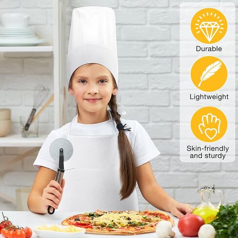JaGely 60 Pcs Kids Apron and Chef Hat Set with 30 Children Aprons 30 White Chef Hats Kids Chef Costume Non Woven Fabric Girls Boys Child Apron for Baking Cooking Painting Crafting in Saudi Arabia