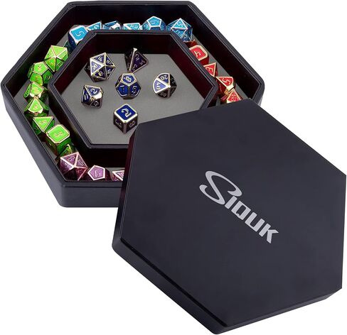 SIQUK Dice Tray with Lid Hexagon Dice Rolling Tray Dice Holder for Dice Games Like RPG, DND and Other Table Games, Purple in Kuwait