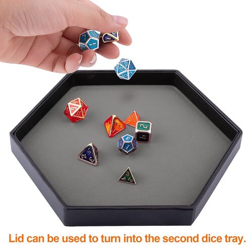 SIQUK Dice Tray with Lid Hexagon Dice Rolling Tray Dice Holder for Dice Games Like RPG, DND and Other Table Games, Purple in Kuwait