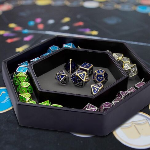 SIQUK Dice Tray with Lid Hexagon Dice Rolling Tray Dice Holder for Dice Games Like RPG, DND and Other Table Games, Purple in Kuwait