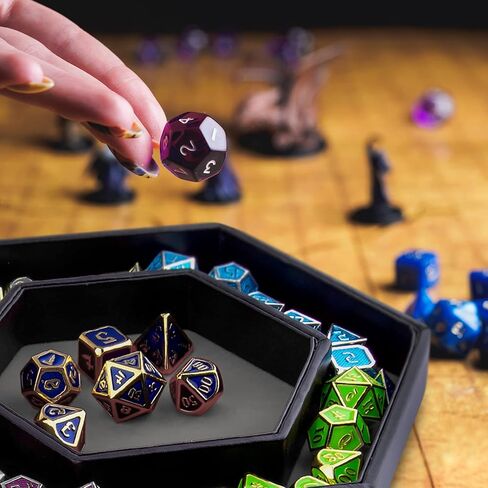 SIQUK Dice Tray with Lid Hexagon Dice Rolling Tray Dice Holder for Dice Games Like RPG, DND and Other Table Games, Purple in Kuwait
