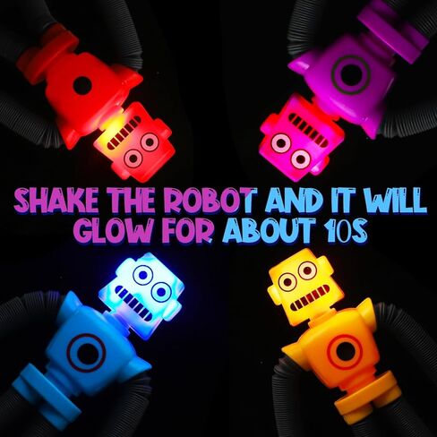GOHEYI 4 Pack LED Pop Tubes Robot Fidget Toys for Kids, Telescopic Suction Cup Robot Fidget Toys for Autistic Children, Christmas Birthdy Gifts for Boys Girls Classroom Prizes for Students in Kuwait
