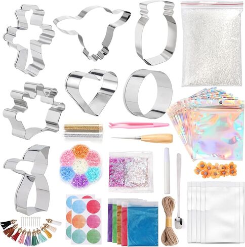 Aoibrloy 60PCS Freshie Making Kit, Car Freshies Starter Kit with Unscented Aroma Beads, Freshies Cutters, Mica Pigment, Bags, Rope and Accessories for Making Car Air Freshener in Kuwait