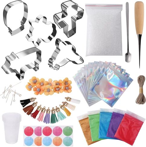 اوبرلي 58 قطعة من مجموعة صنع الفريشي مع تعليمات، لوازم منعشة للسيارة ذاتية الصنع مع خرز عطري غير معطر، قوالب تقطيع طازجة واكسسوارات لصنع معطر هواء السيارة in Kuwait