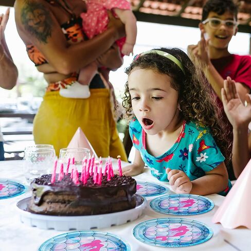 96 Pcs Birthday Party Plates Napkins Forks Supplies Paper Tableware Set Disposable Table Decorations for Girls Birthday Party, Serves 24 Guests in Kuwait
