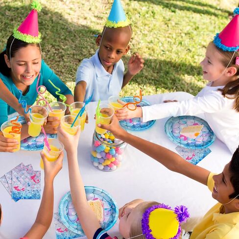 96 Pcs Birthday Party Plates Napkins Forks Supplies Paper Tableware Set Disposable Table Decorations for Girls Birthday Party, Serves 24 Guests in Kuwait