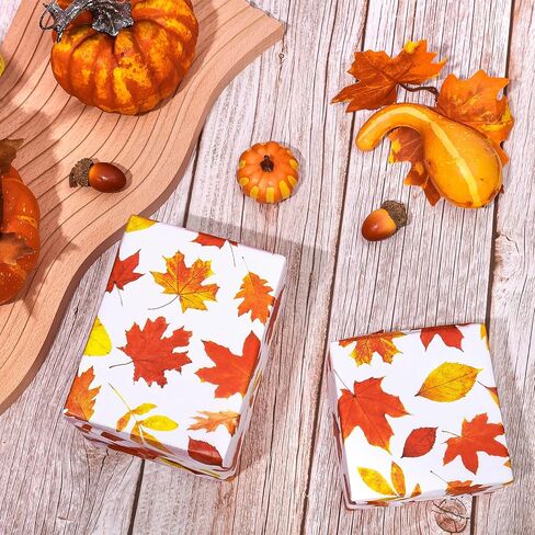 Whaline 100 Sheet Fall Leaves Tissue Paper Bulk Watercolor Maple Leaves Art Tissue Autumn Leaves Wrapping Tissue Paper for Thanksgiving Baby Shower Wedding Gift Wrapping DIY Crafts, 19.6 x 13.7 Inch in Saudi Arabia