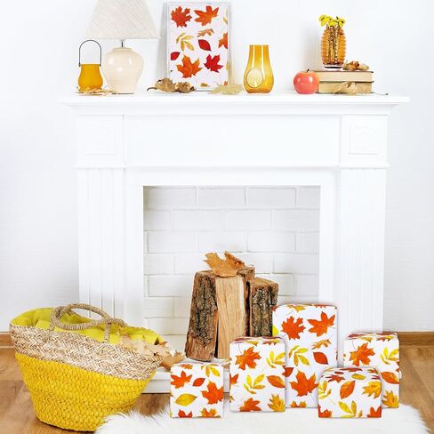 Whaline 100 Sheet Fall Leaves Tissue Paper Bulk Watercolor Maple Leaves Art Tissue Autumn Leaves Wrapping Tissue Paper for Thanksgiving Baby Shower Wedding Gift Wrapping DIY Crafts, 19.6 x 13.7 Inch in Saudi Arabia